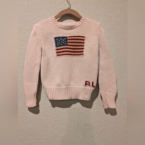 Ralph Lauren Flag Cotton Sweater Acacia Pink Sweater
